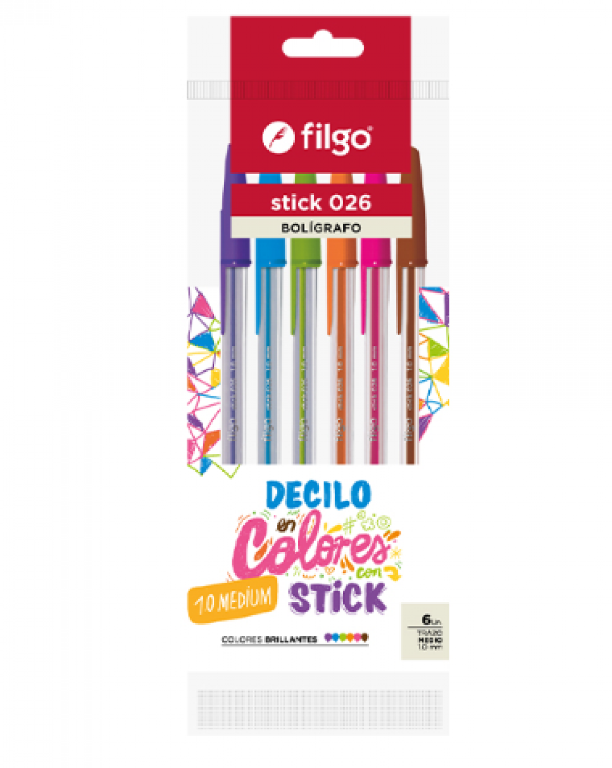 Bolígrafo Filgo Stick 026 paquete de 6 